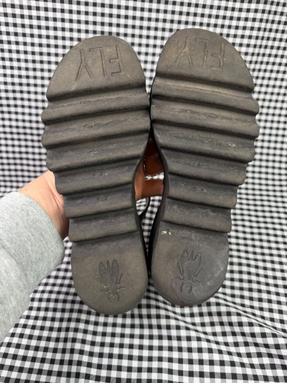 Fly London BISO305FLY Black Leather Mary Jane Wedge Sandals Size EU 37 US 6.5 - Picture 3 of 5